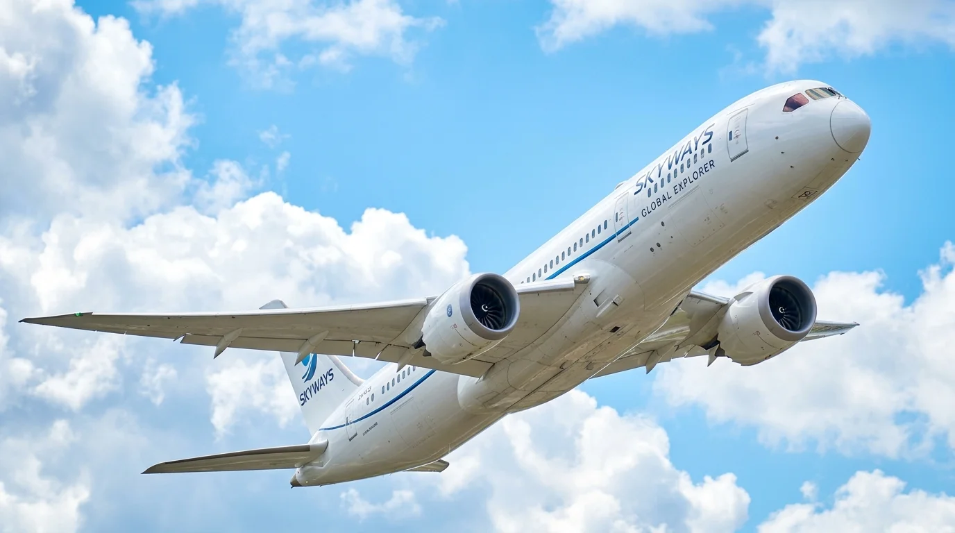 Airplane soaring in sunshine